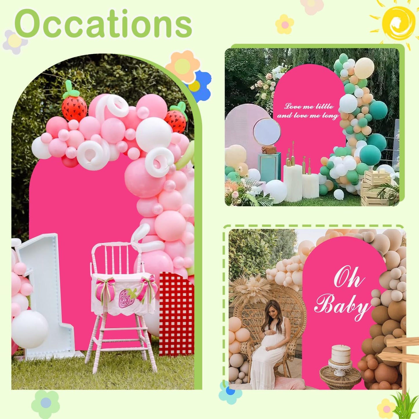Hot Pink Arch Backdrop Wedding Arch Cover Double Sided Spandex Cover Decorations for Baby Shower Birthday Party