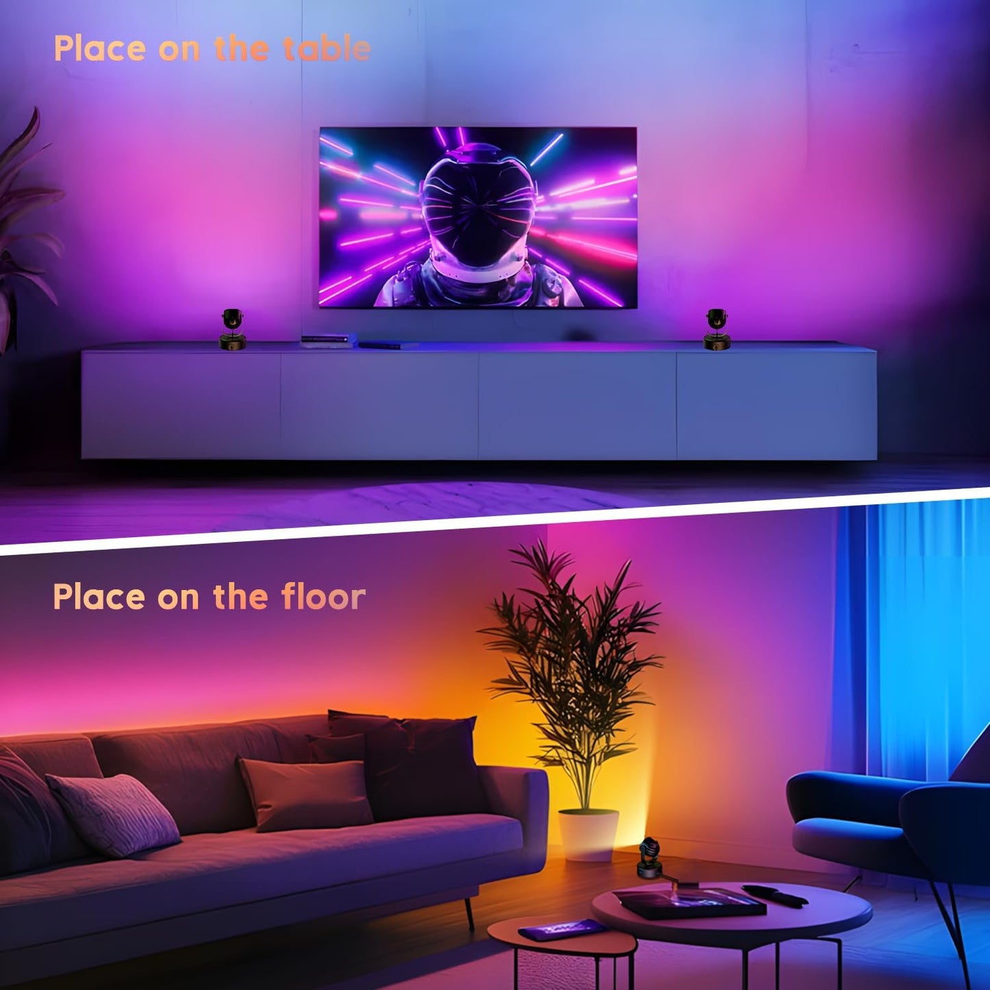Spot Lights Indoor,7W RGBW Spotlight 16 Color Changing Up Lights Indoor with Remote Dimmable Function Memory Feature LED Ambient Lighting for Party,Bar,Esports Room, 5.9 FT Power Cord, 2 Pack