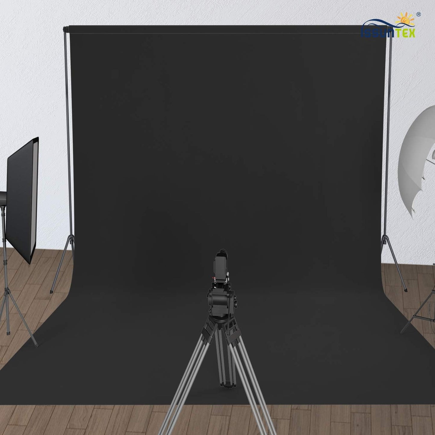 ISSUNTEX 10X20 ft Background Muslin Backdrop, Photo Studio, Collapsible High Density Screen for Video Photography and Television-Black