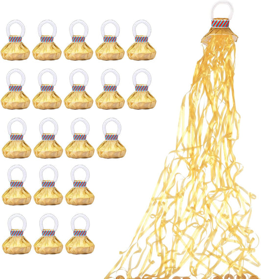 Confetti Poppers, 20Pack Plastic No Mess Streamers, Party Poppers for Birthday,Wedding,Celebrations,Graduation Party (Gold, 20 Pack)