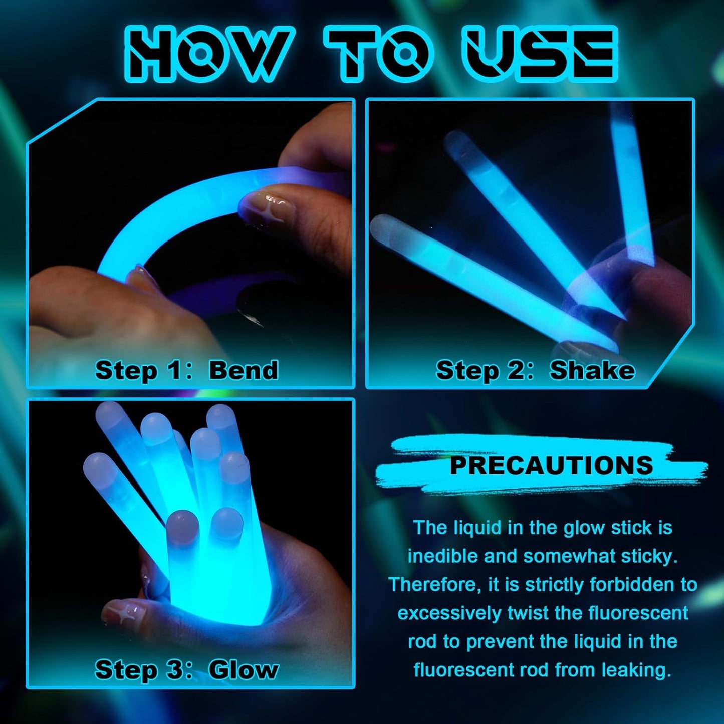 Lewtemi 50 Set 4'' Glow Sticks Bulk, Hallowee Glow in The Dark Party Supplies, Emergency Light Sticks with Lanyard, for Birthday, Light up, Neon, Halloween Theme Party Favors