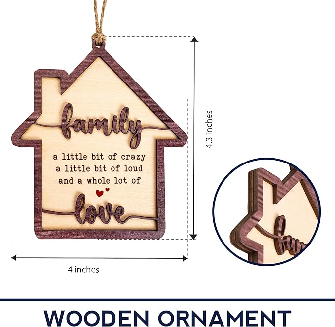 Christmas Ornament 2025 - Family Ornament – Wooden House Shape | Heartfelt Home Decor – Gift for Parents - Friends – Christmas Tree Keepsake– White Elephant Gifts - Xmas Tree Funny Decoration