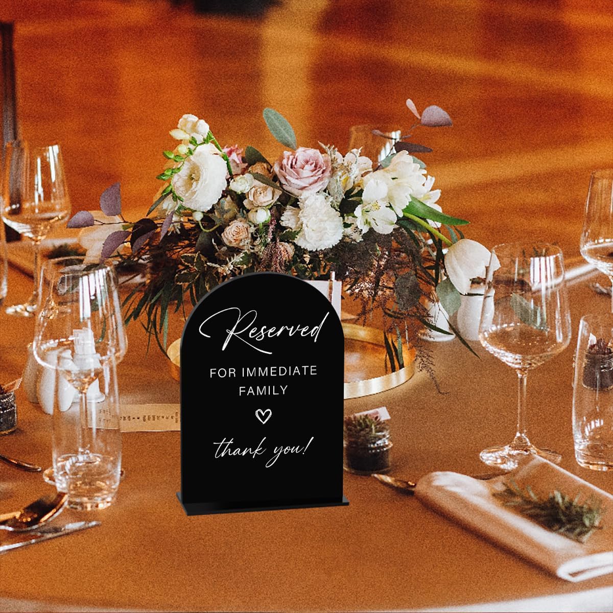 Acrylic Wedding Sign Wedding Signs for Ceremony Reserved for Immediate Family Sign for Wedding, Modern Calligraphy Arch Acrylic Table Top Sign for Wedding Reception and Event Party Table(black）