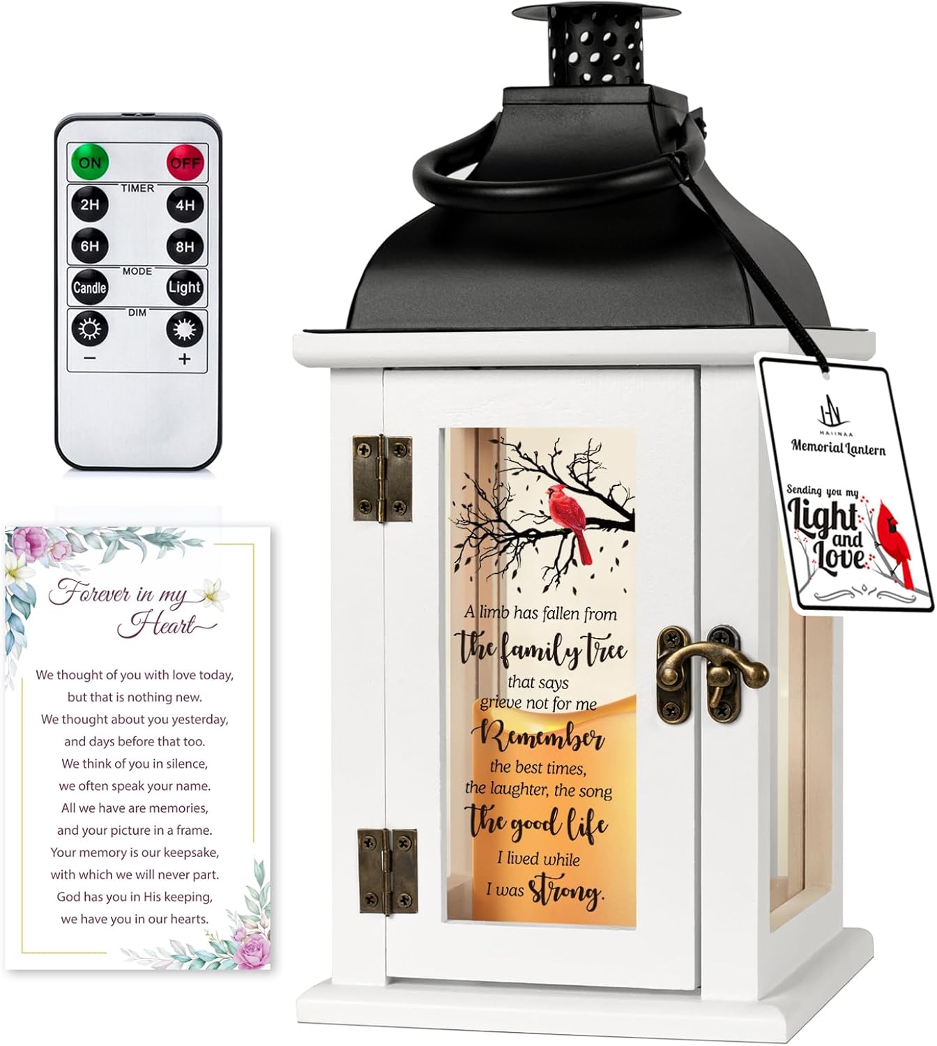Memorial Lantern - Bereavement Sympathy Gifts for Loss of Loved One - Remembrance Gifts with LED Candle and Remote