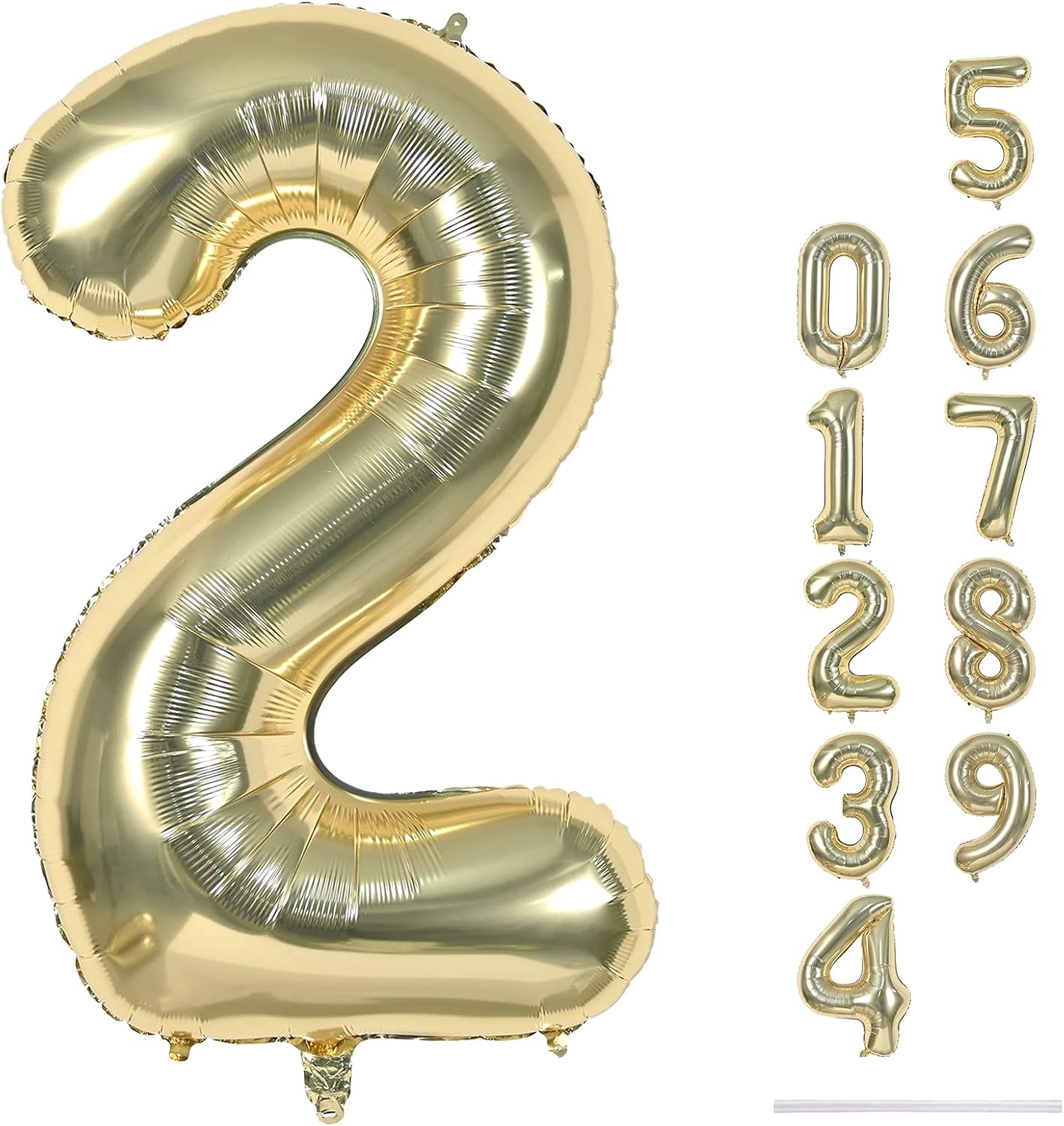 40 Inch Balloon Number 2 Champagne Gold, Large Foil Light Gold Number Balloons Set 0-9 for Women Men, Digital 2 Helium Balloons for Boys Girls 2nd Birthday Anniversary Graduation Party Decorations