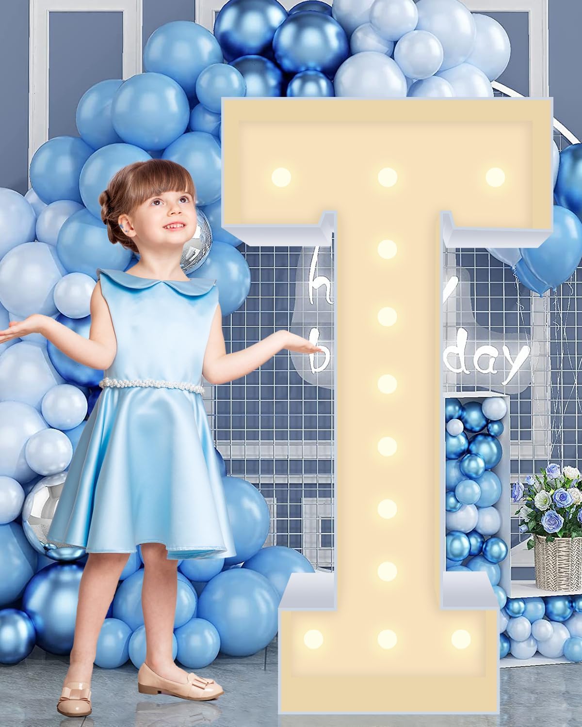 4FT Marquee Plastic Letters T - Light up Letters T Are Made from Corrugated Plastic Board - Quick Assembly Without Tools, Disassembled Components Can Be Used for Garage Sale Signs, Yard Sale Signs