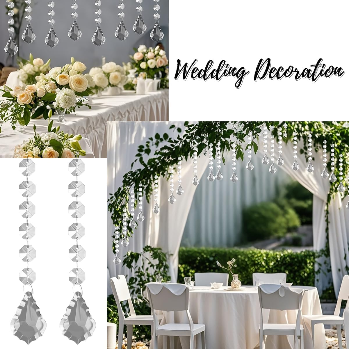 100 Pack Hanging Crystals - Clear Acrylic Prisms Pendant Ornaments for Christmas Tree, Centerpieces, Chandelier, Window & Home Decor, Ideal for Weddings, Parties Decorations (Maple Leaf)