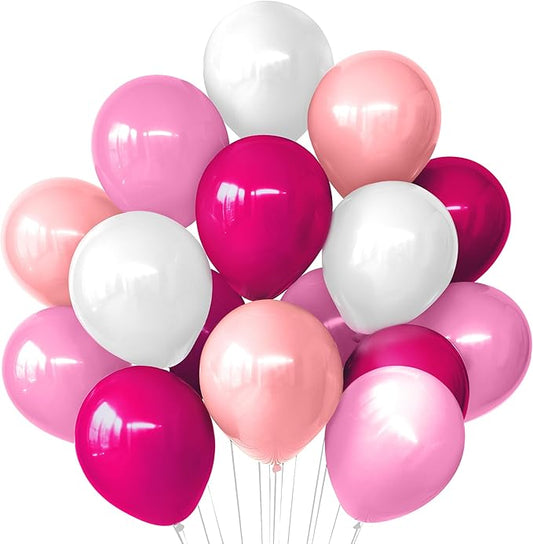 KatchOn, Pink And White Balloon Arch Kit - Pack of 60 | Hot Pink and White Balloons for Birthday Party Decorations | Balloon For Anniversary Decorations | Rose Gold Party Decoration