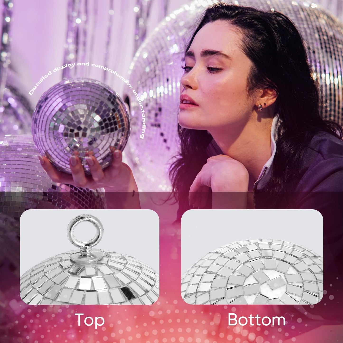 Mirror Disco Ball, 6 inch Mirror Ball Silver Disco Party Stage Lightning Balls with Hanging Rings for DJ, Dance, Wedding, Christmas, Birthday, Home Party Favors Decorations (6inch, Silver)