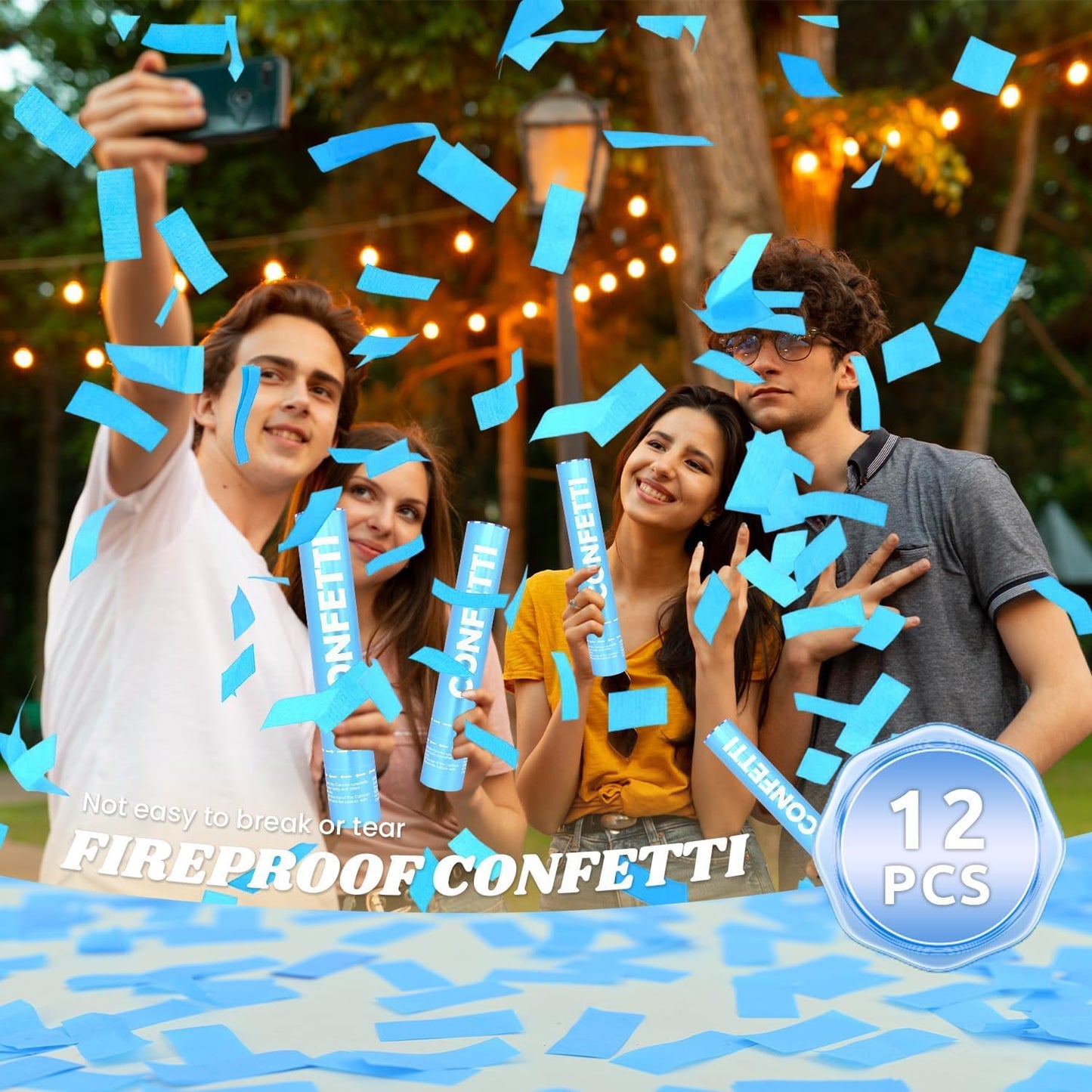 Confetti Cannon Blue Biodegradable Confetti Poppers 12Pack Party Poppers Confetti Shooters Blue Sticks for Wedding Graduation Engagement Anniversary Bridal Shower Valentines Day Birthday