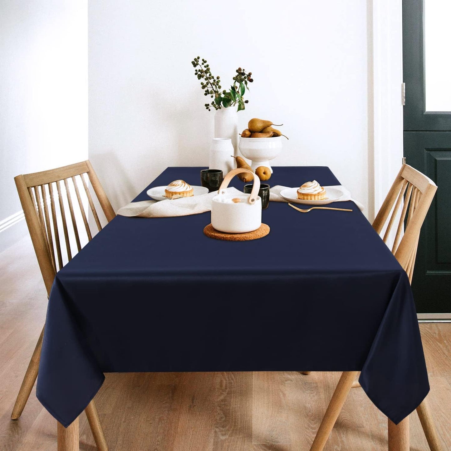 sancua 2 Pack Navy Tablecloth 54 x 78 Inch, Rectangle 4 Feet Table Cloth - Stain and Wrinkle Resistant Washable Polyester Table Cover for Dining Tables, Buffet Parties and Camping
