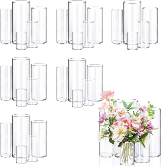 30pcs Glass Vase Cylinder Vases for Centerpieces Small Flower Glass Vases Home Decor Centerpiece Table Clear Flower Vase Decorations for Wedding＆Holiday 4,6,7.5,8,10 Inch Tall