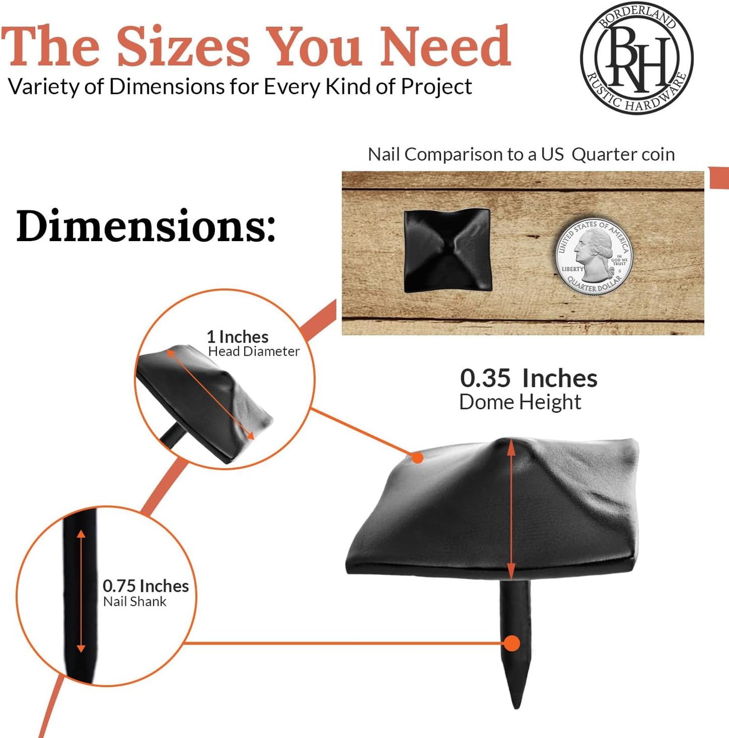 100 Pack 1" Square Head Iron Clavos Decorative Nails – Black – Handmade Rustic Square Fasteners for Farmhouse Shutters, Faux Wood Beams, Barn Doors, Shutters, and Gates – Ornamental Wood Accent