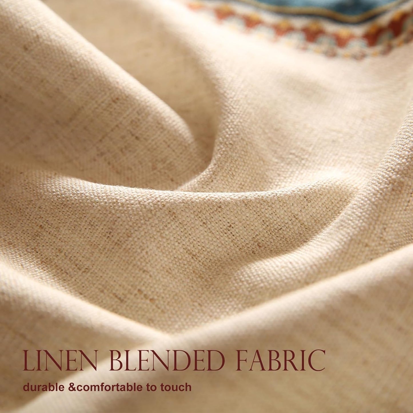 patdrea Designer Beige Farmhouse Geometric Patterned Linen Table Runner 71 Inch Long,Wrinkle Resistant Table Mat,Decoration for Kitchen Dining and Coffee Tables Banquet Christmas , 12"x71"