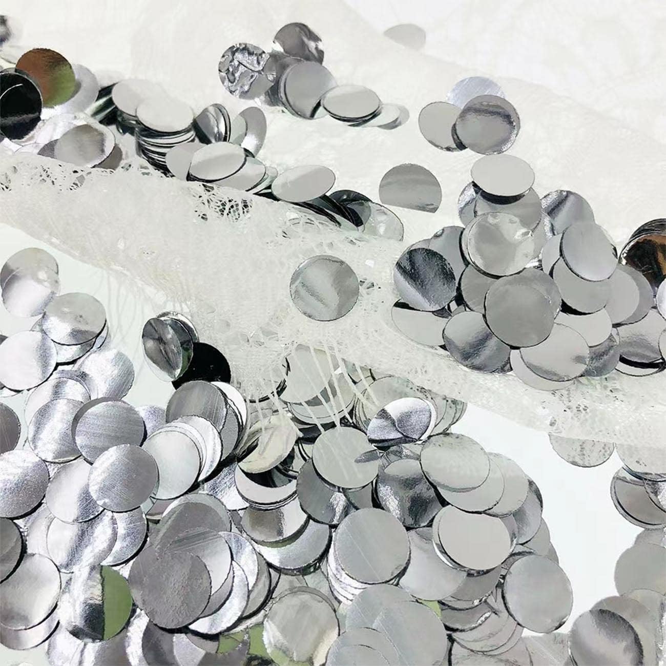 Silver Round Foil Confetti Beautiful Metallic Table Confetti Glitter for Fill Balloons, Wedding,Birthday, Party,Festival Decoration(8000PCS)