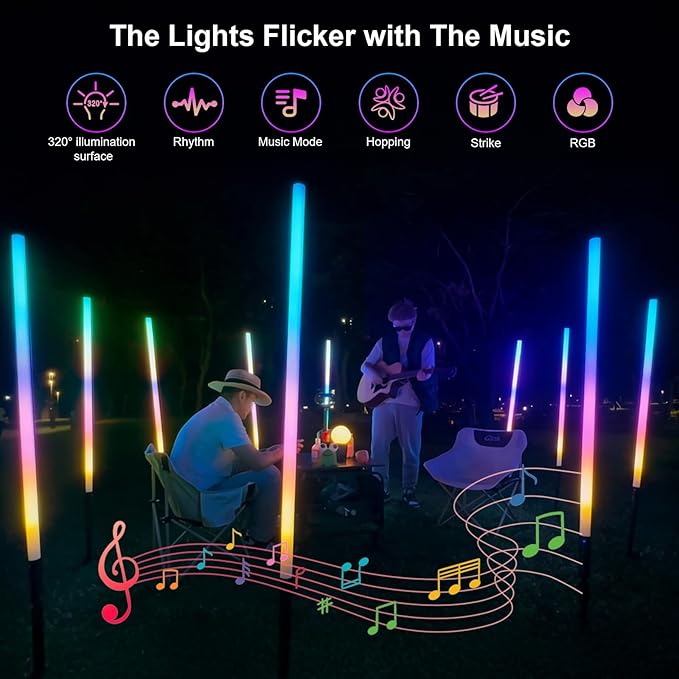 2 Pack 4ft RGB Tube Light with Stand, 5000mAh Battery Light Tube, 500 Lighting Modes, 2.4G Remote, Dimmable Neon LED Video Light Bar for Photography Studio DJ Party Wedding Stage Lighting
