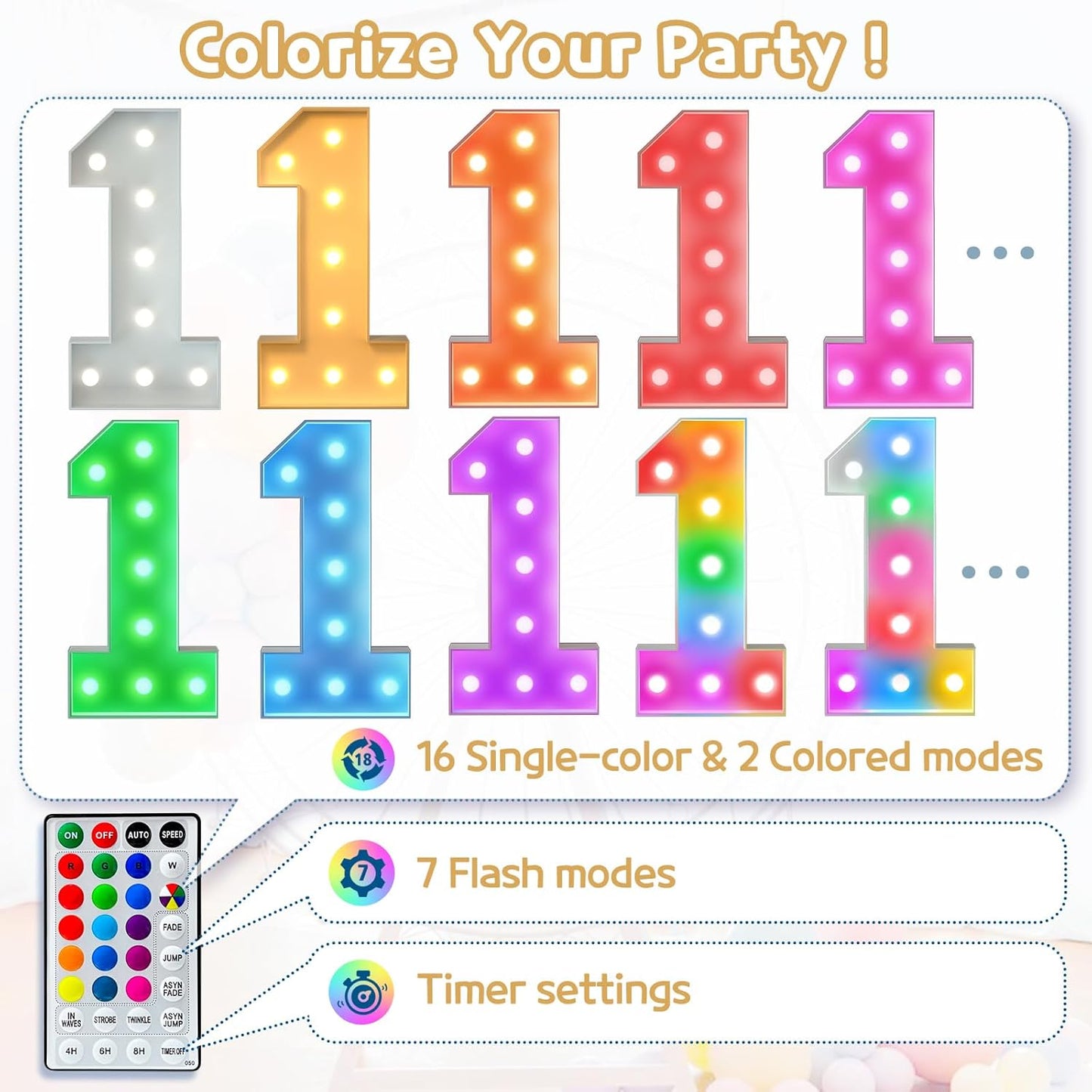 Marquee Numbers Colorful 10th-Birthday Decoration: 4FT Large Light Up 10 Year Old Birthday Decorations Anniversary Backdrop for Boys Girls Cardboard White Sign 18 Colors Number 10 Mosaic Balloon Frame