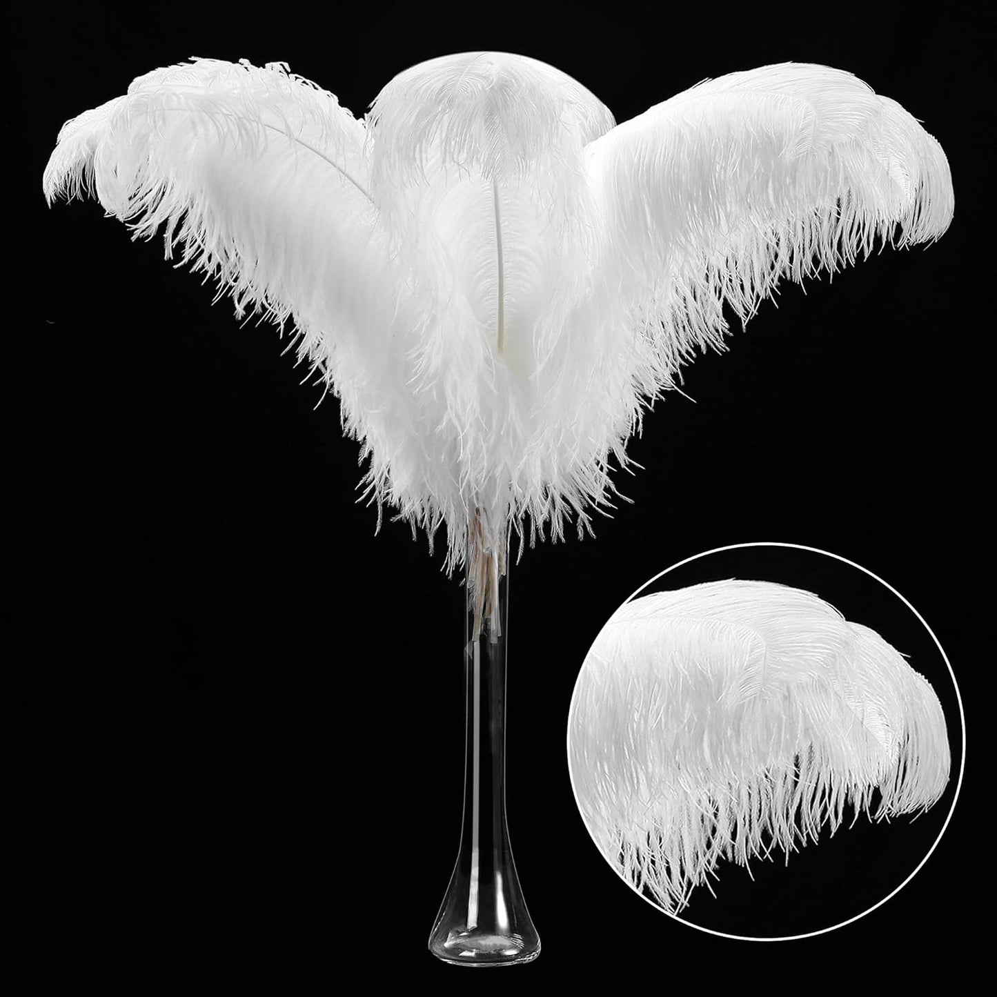 Larryhot White Large Ostrich Feathers - 28-30 inch 10pcs Feathers for Vase,Wedding Party Centerpieces and Home Decorations (White)