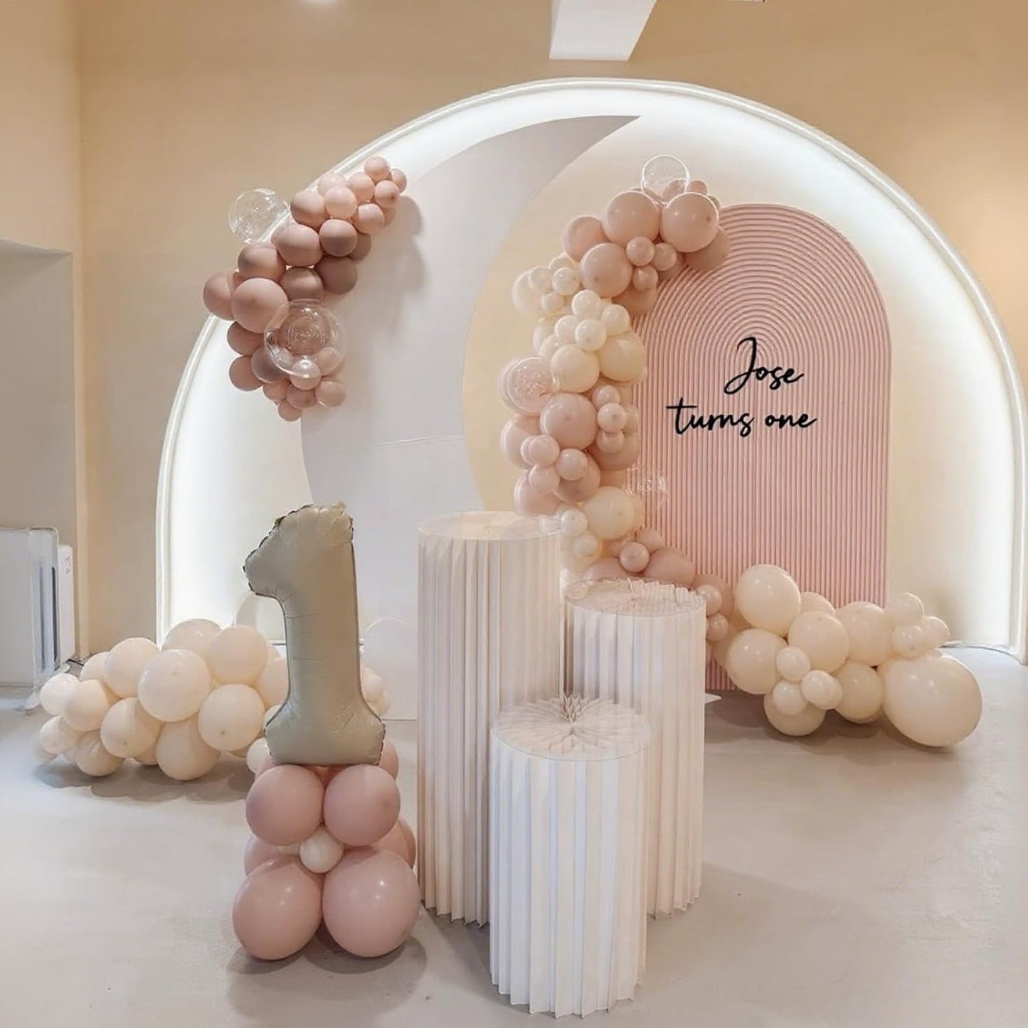 Pink Beige Balloons,50Pcs 12 Inch Blush Pink Cream and Clear Balloons for Girl Baby Boho Birthday, Bridal Shower, Bachelorette, Wedding Party Supplies