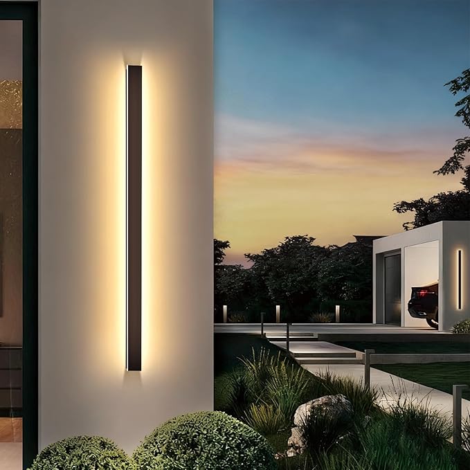 Modern Outdoor Wall Lights, 71in Long Wall Sconce Wall Mount, 3000k LED Porch Lights Outdoor Waterproof, Black Exterior Lighting Fixtures for House Garage Door Porch