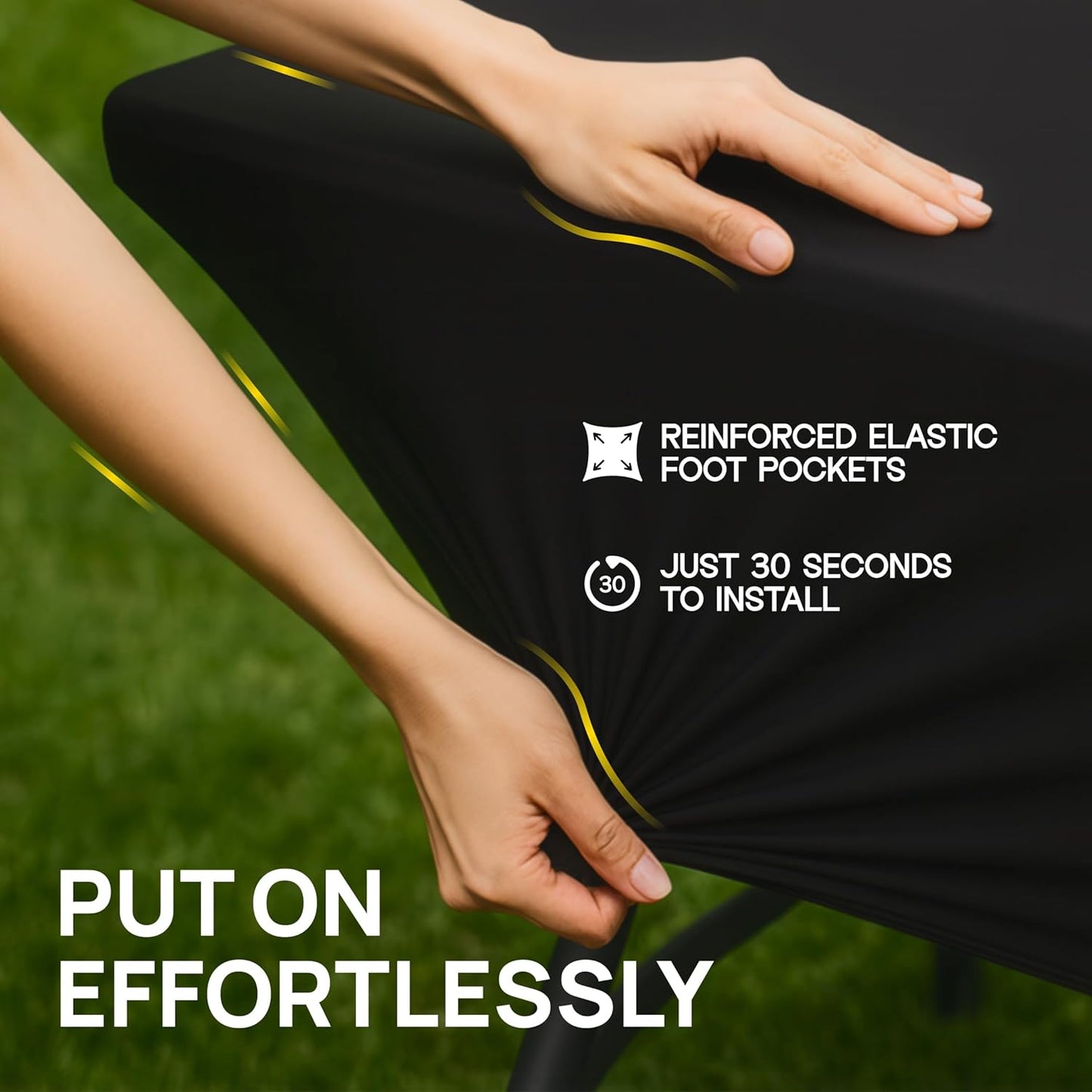 Black Spandex Table Covers 6ft, 2 Pack - Elegant, Durable, Stretchy 6ft Table Cover Fitted, Wrinkle and Stain Resistant, Elastic Leg Pockets