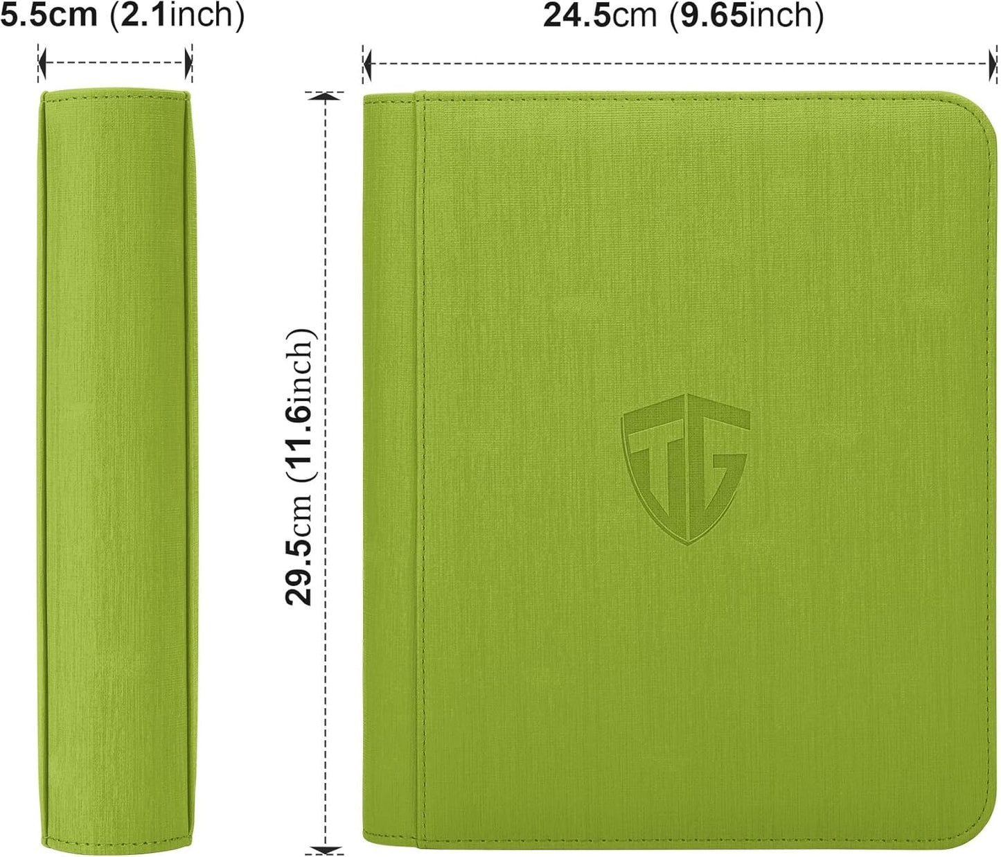 Toploader Binder,Holds 112 Toploaders, 4 Pocket Top Loader Binder for 3" x 4" Rigid Card Holders for Trading Cards or Sports Cards Binders (Green)