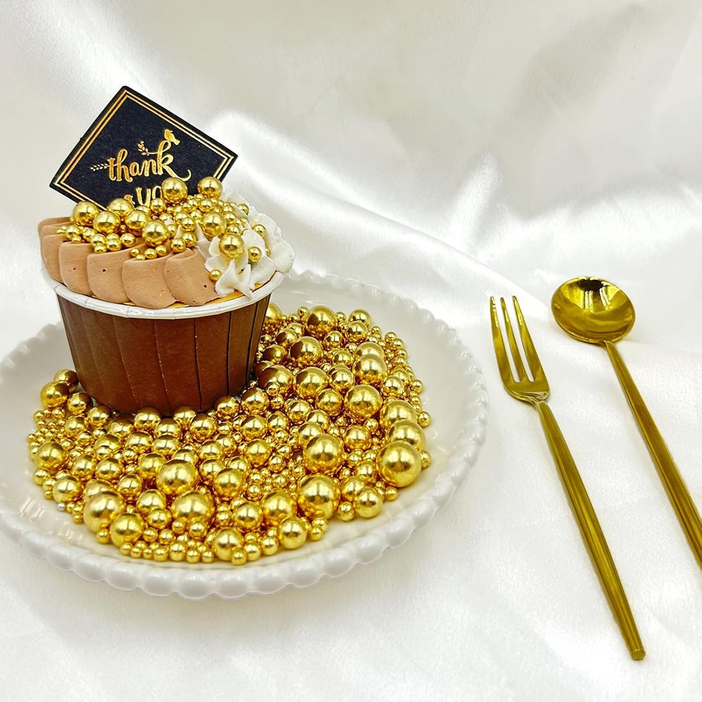 Sprinkles for Cake Decorating, 11Oz Gold Pearl Sprinkles 6 Sizes Mix for Cake Cupcake Ice Cream Donuts Cookie Baking Toppings