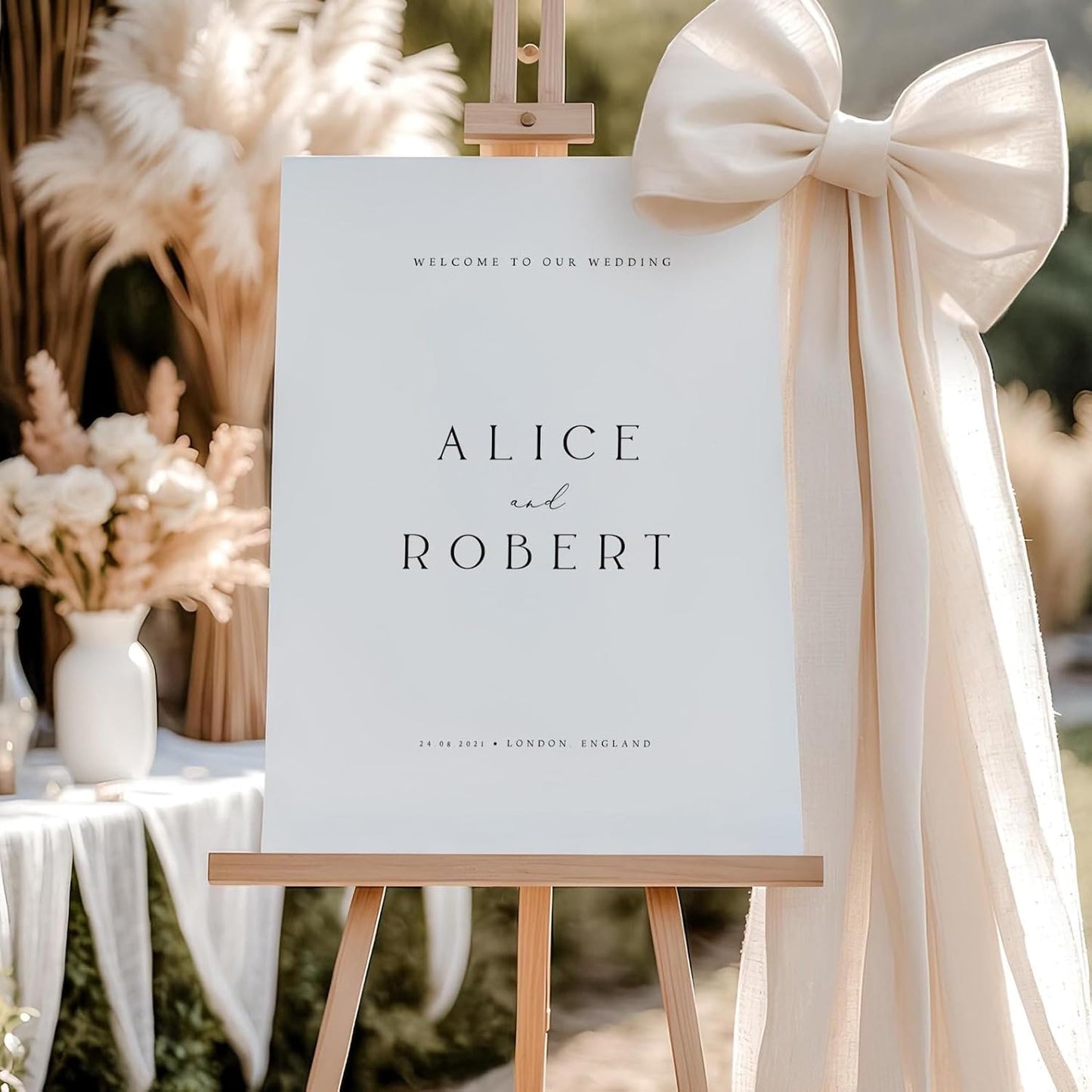 Welcome Wedding Sign Personalized, Minimalist Wedding Sign Decorations Signage 12" X 18" (Small), 27" (Medium), 36" (Large), Plastic, Modern, Pole Mount, Weather