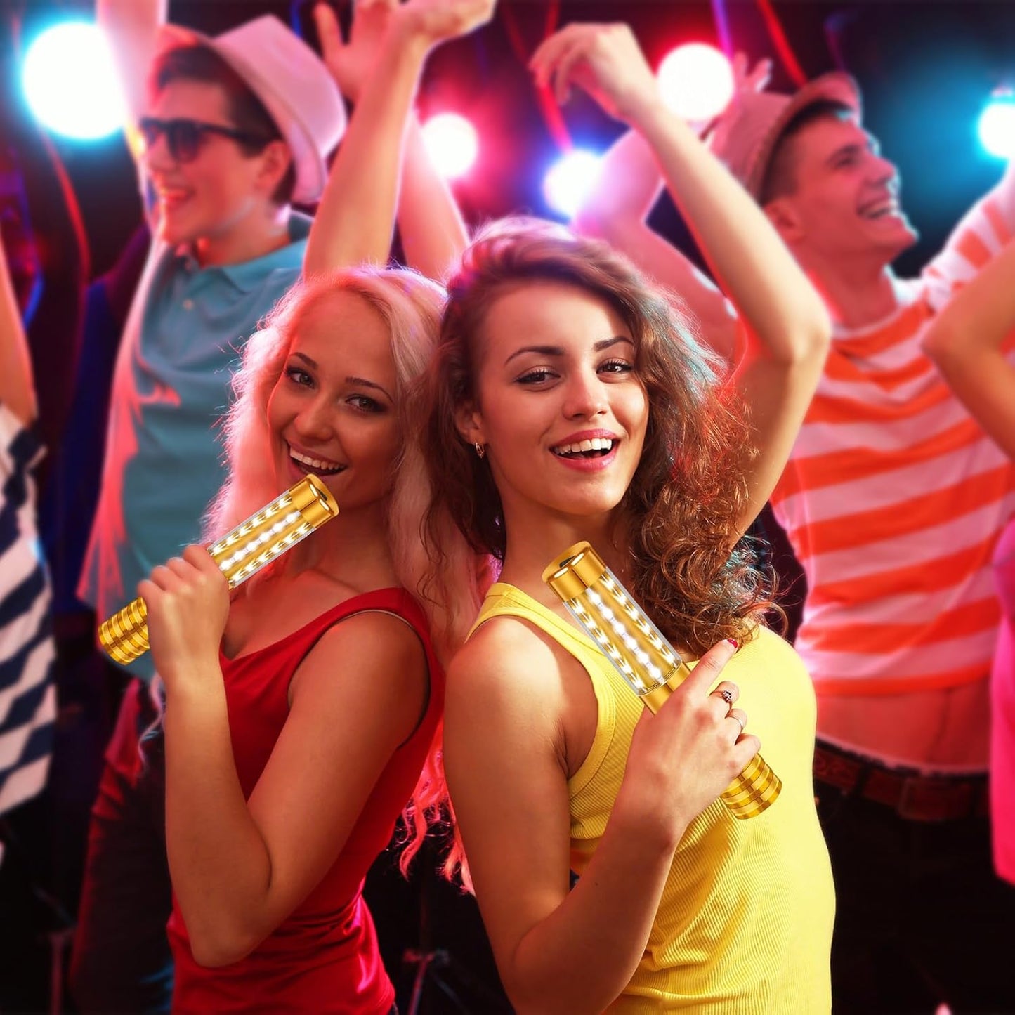 6 Pieces LED Strobe Baton Light Rechargeable Bottle Service Sparklers Stick Reusable Champagne Bottle Handheld LED for Club Stage Nightclub Party Concert Event Bar Outdoor - Gold