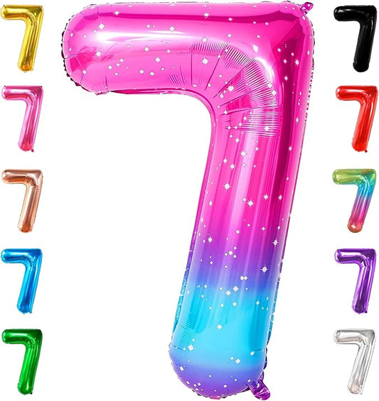 KatchOn, Rainbow Number 7 Balloon - 40 Inch, Galaxy Number 7 Balloon | 7 Balloons for Birthday Girl | 7 Birthday Balloon, Seven Balloon | 7th Birthday Decorations for Girls | 7th Birthday Balloons