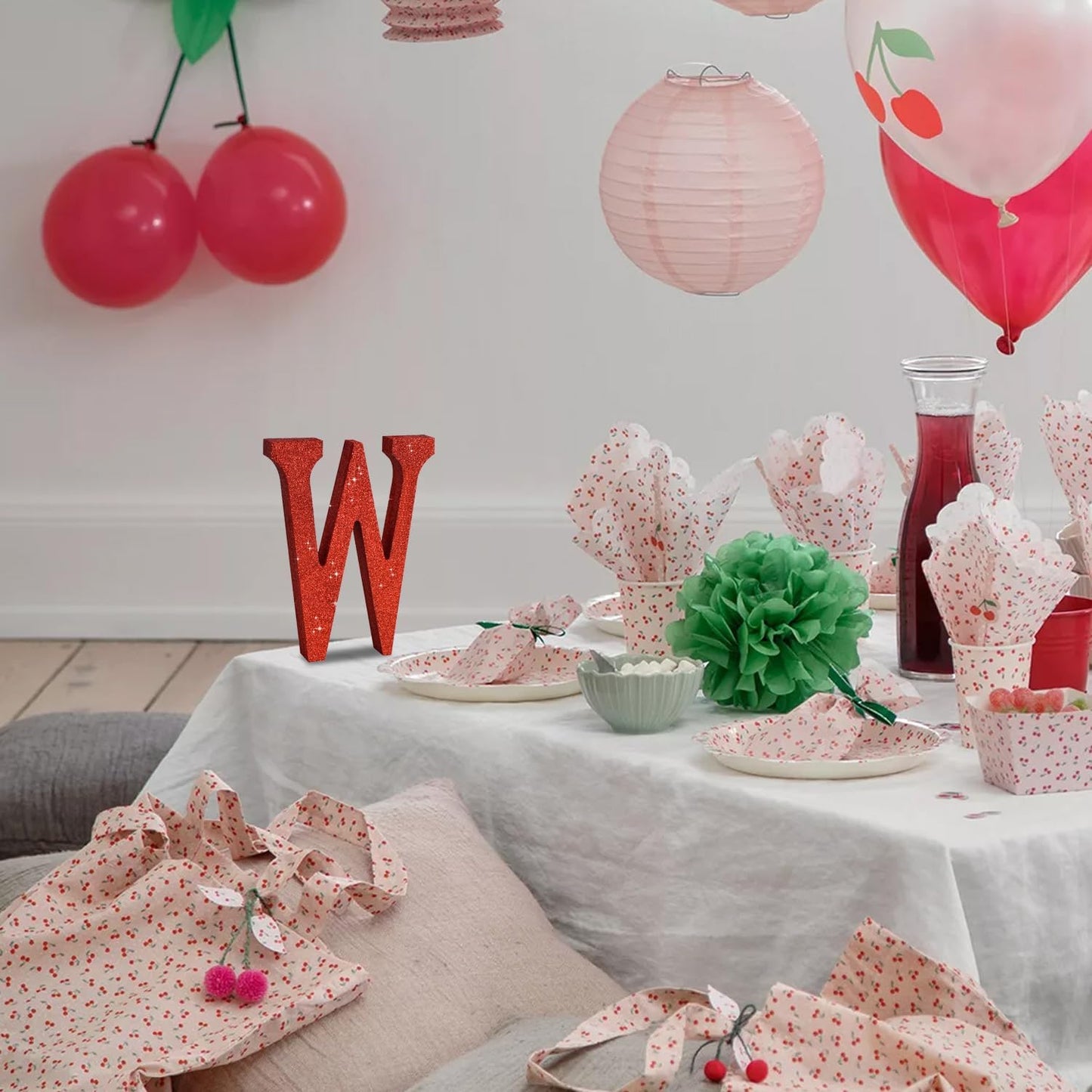 TONIFUL 8 Inch Red Glitter Letter W Table Centerpiece A-Z Red Birthday Party Decorations,Red Alphabet W for Birthday,Chrismas,Graduation,Bridal Shower,Wedding,Anniversary Party Supplies