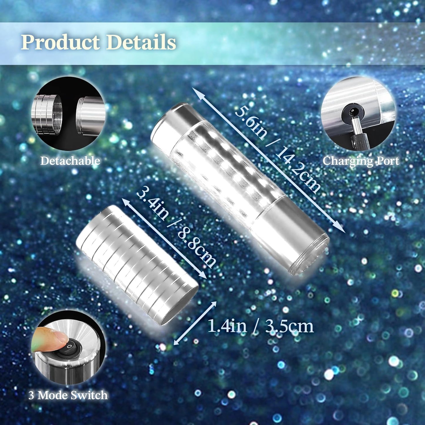 4 Packs Rechargeable LED Strobe Baton Lights Reusable Bottle Service Lights for Liquor Bottles Handheld Service Sparklers for Club Weddings Concert Outdoor Events (Silver-White Light, 4)