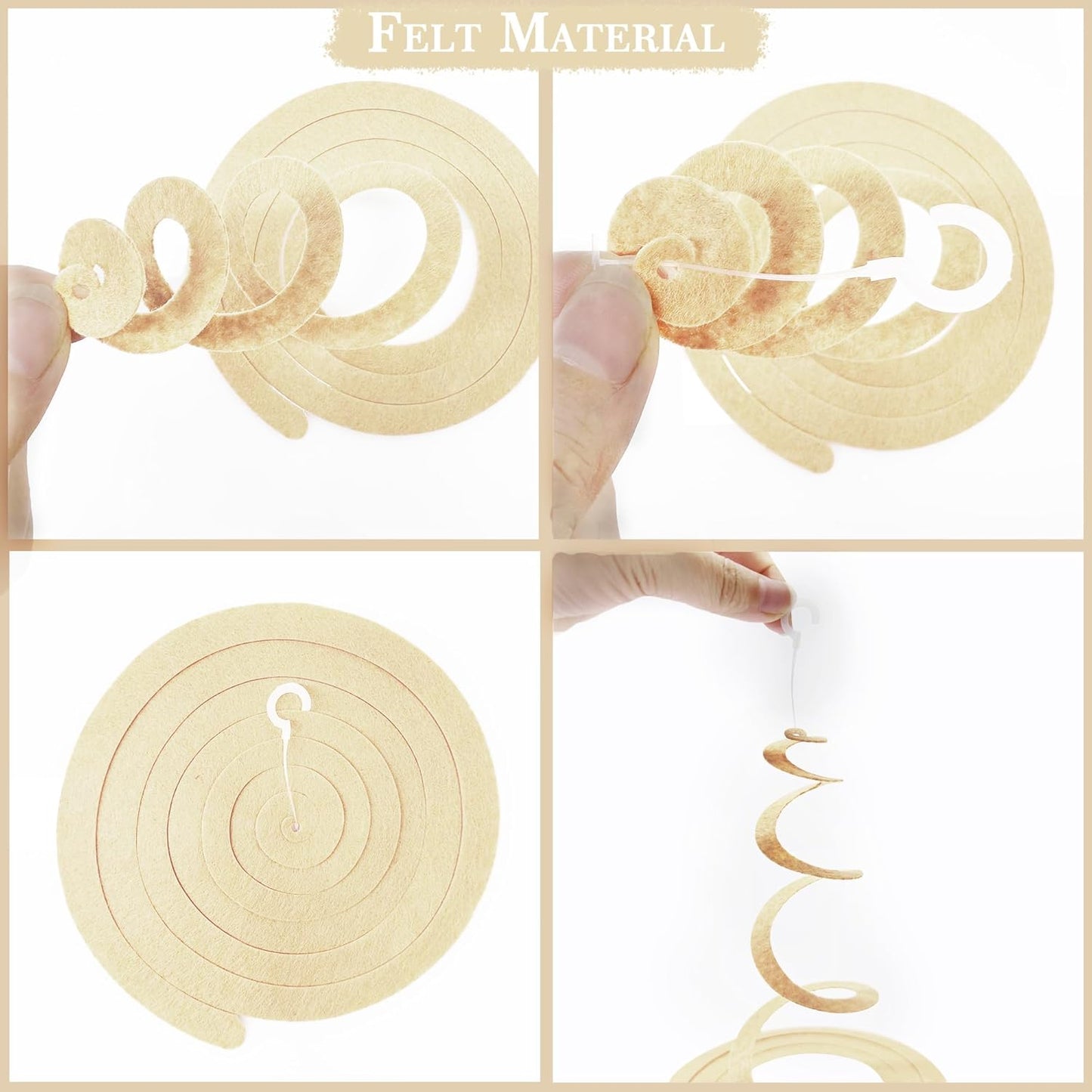 36 Pcs Sage Green Dusty Blue Hanging Swirl Decorations Blue Sage Green Felt Swirl Streamer Spiral Ceiling Garland for Baby Shower Birthday Retirement Wedding Safari Silly Goose Theme Party Supplies