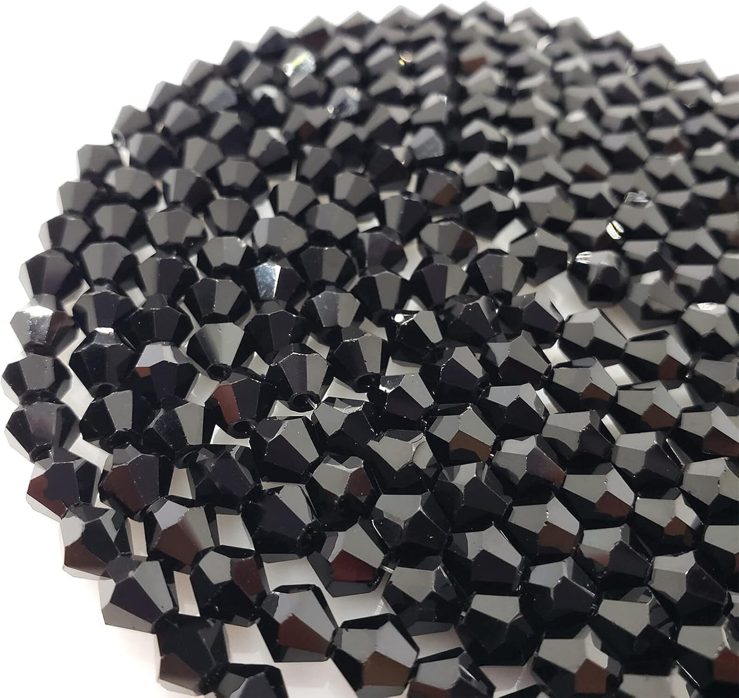 6mm Bicone 450Pcs Black Crystal Glass Beads Faceted Bicone Shape Crystal Glass Spacer Beads for Bracelet Necklace Decorative Hand Jewelry Making (Black, 6MM)