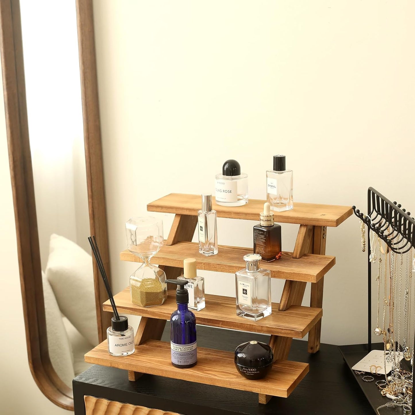 Swallowliving 2pcs Wooden Rustic Cupcake Stand for 24 Cupcakes, Stepped Wood Display Stand for Weddings, Tiered Party Table Display Riser for Food, Dessert, Cookie, Decor, Craft Show, Burnt