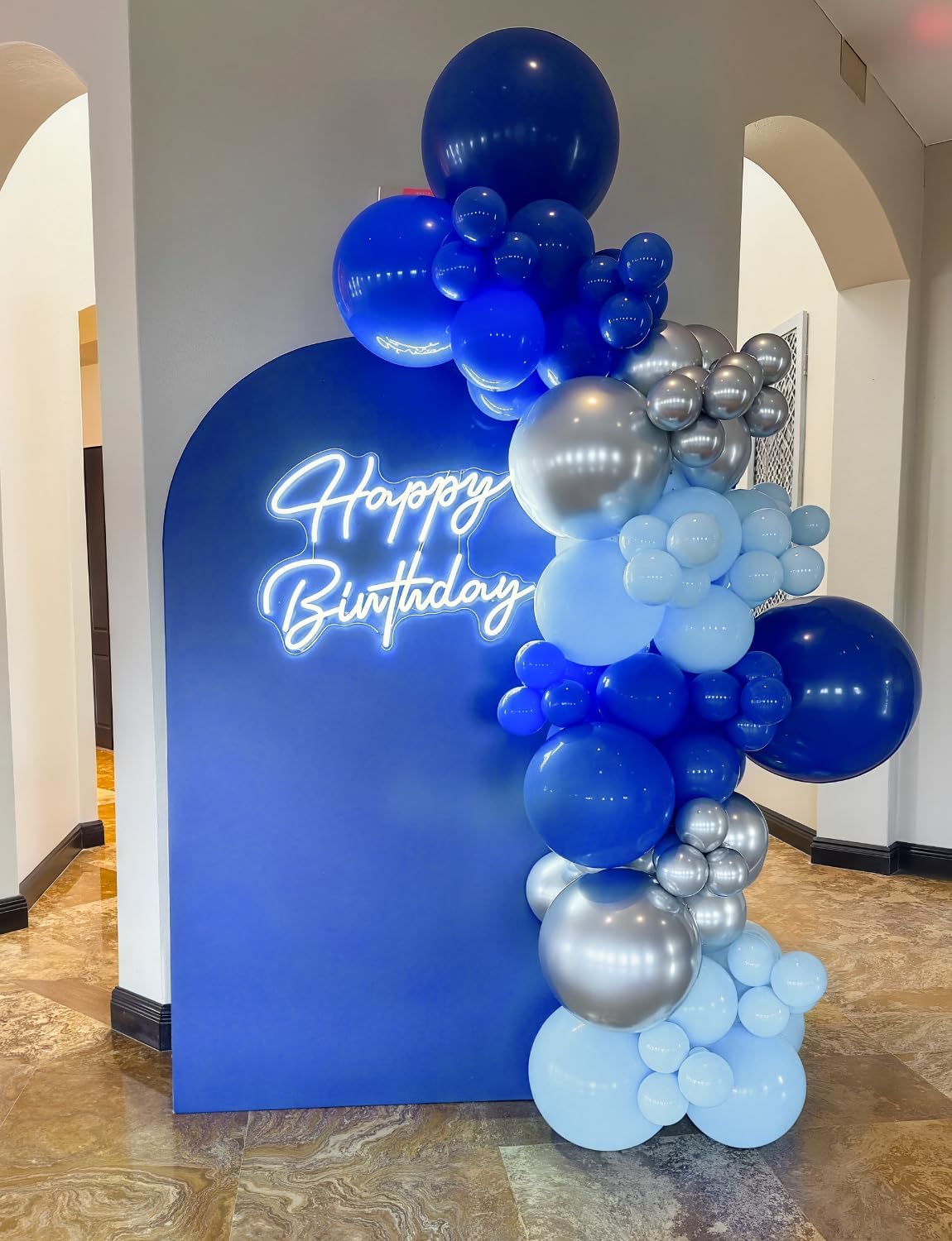 Royal Blue and Silver Balloons - Pastel Royal Blue Balloons Set Metallic Silver Balloon Glitter Silver Confetti Latex Balloon for Birthday Baby Showers Wedding Nautical Party Decorations