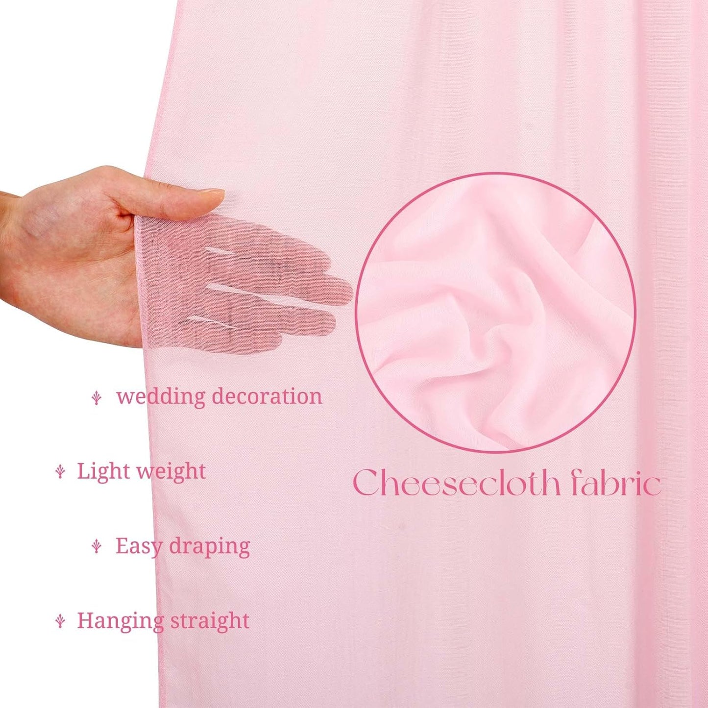 6 Panels Pink Ceiling Drapes for Wedding, 5ftx20ft Ceiling Drapes Cheesecloth Sheer Fabric Curtain Wedding Arch Draping Fabric Romantic Ceilings Decorations for Weddings Party Ceremony Stage