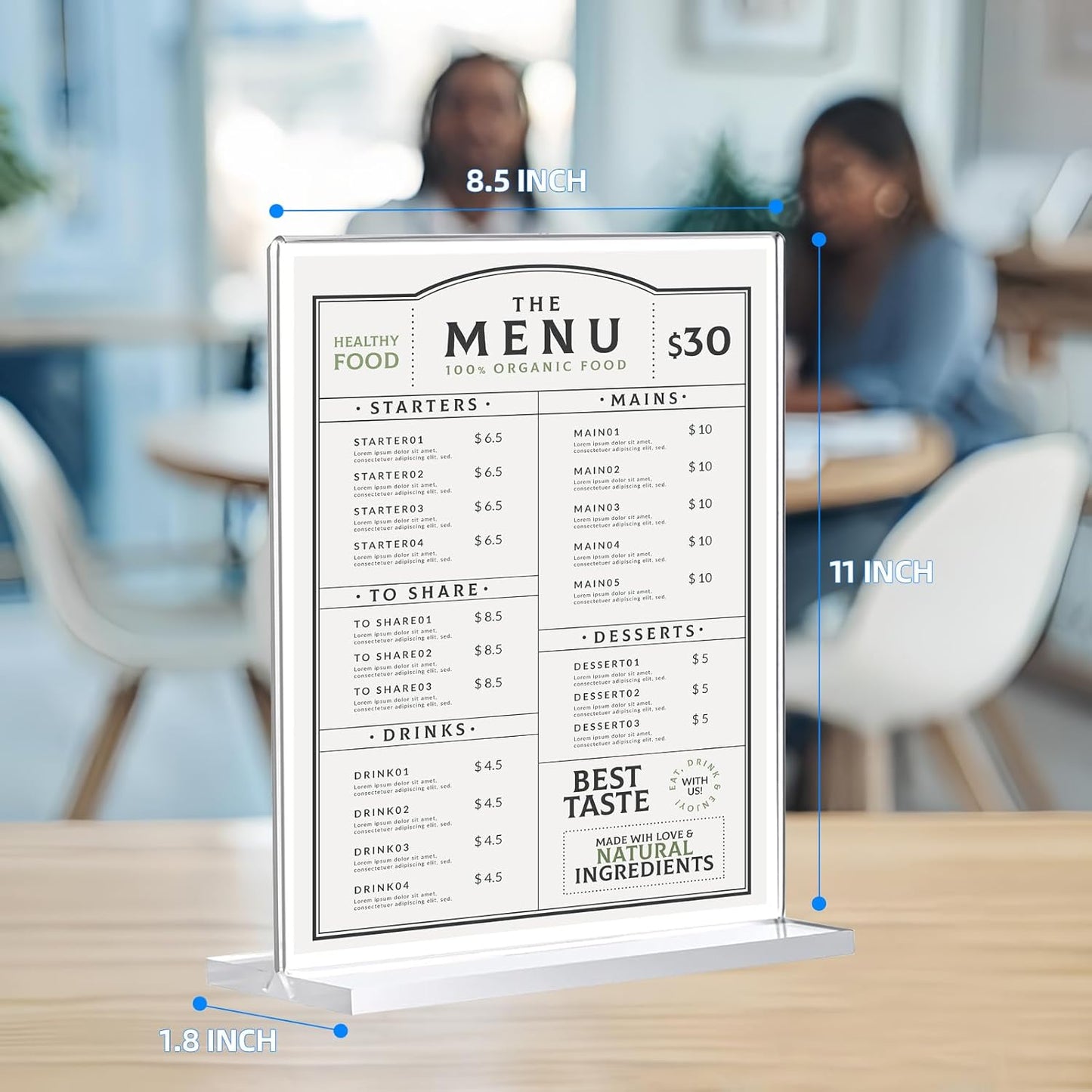 10 Pack Acrylic Sign Holder 8.5 x 11, Double-Sided Clear Sign Holder Plastic Stands for Display, T Shape Acrylic Table Sign Stands for Office Store Restaurants Wedding Party Decoration