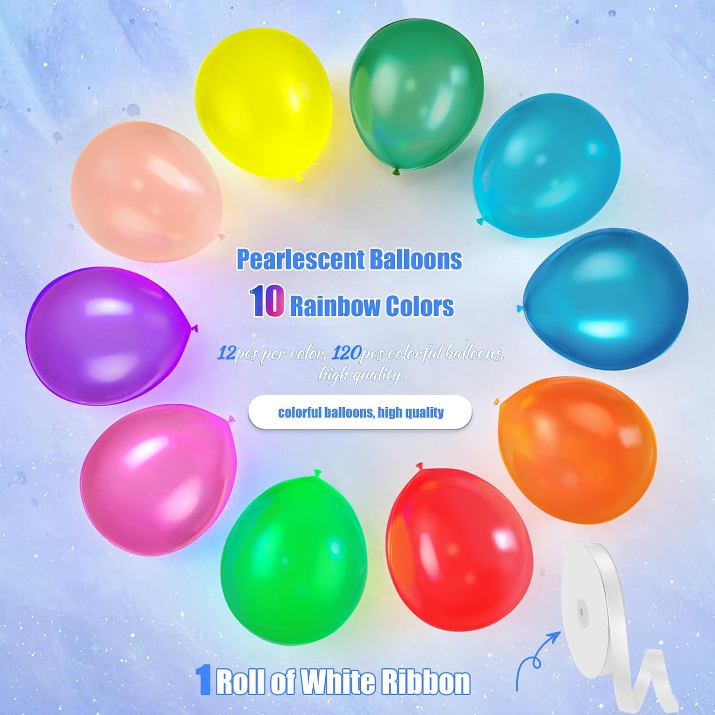 120 Pack Balloons Assorted Color 12 Inches Rainbow Latex Balloons, 10 Bright Color Balloon Arch Kit, for Birthday Baby Shower Wedding Party Decorations