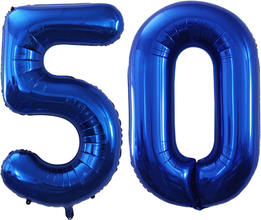 GOER Number 50 Balloons for 50th Birthday Party Decorations,42 Inch Jumbo Foil Helium Balloons for 50th Anniversary (Blue)