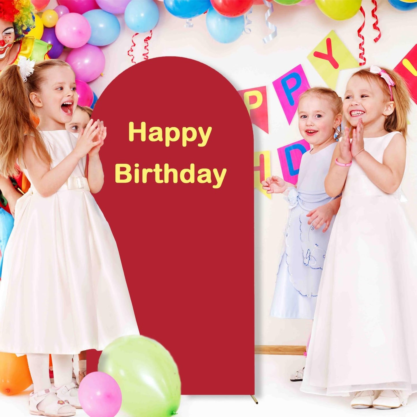 Red Arch Cover Wedding Arch Stand Covers 4FT Arched Backdrop Cover Spandex Arch Covers Stretchy Backdrop for Arches Wall Panels Chiara Back Drop Cover Baby Shower Balloon Party Decorations