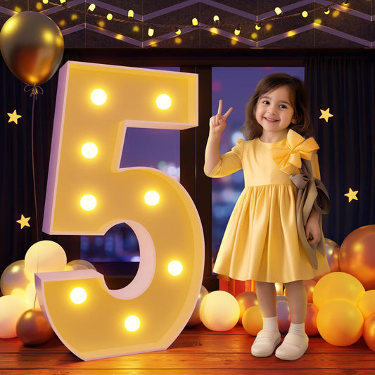 Marquee Numbers 3 Feet Tall Large Light Up Numbers 5th 15th 25th Five is A Vibe Birthday Decorations Girl Boy Big Yellow Light Outdoor Anniversary Decorations Balloon Arch Kit Party Backdrop 5
