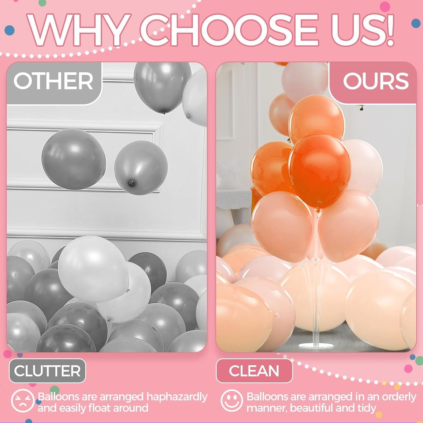 6 Set Balloon Stand Kit - Table Stands With Base, Easy Assembly Sticks, Reusable Holders for Baby Showers, Weddings, Birthdays, Party Decorations