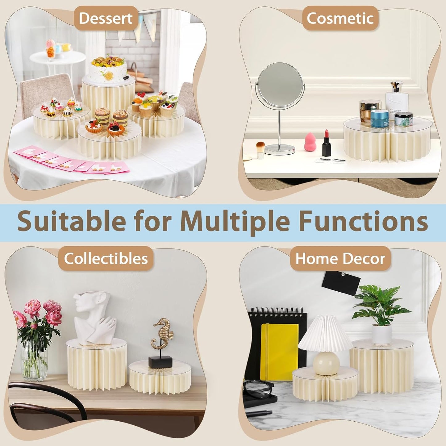 6 Pcs Buffet Risers, Food Risers for Buffet Table, White Food Display Risers for Party Buffet Risers and Stands for Show Catering Desserts, Food, Jewelry (6 Pcs)