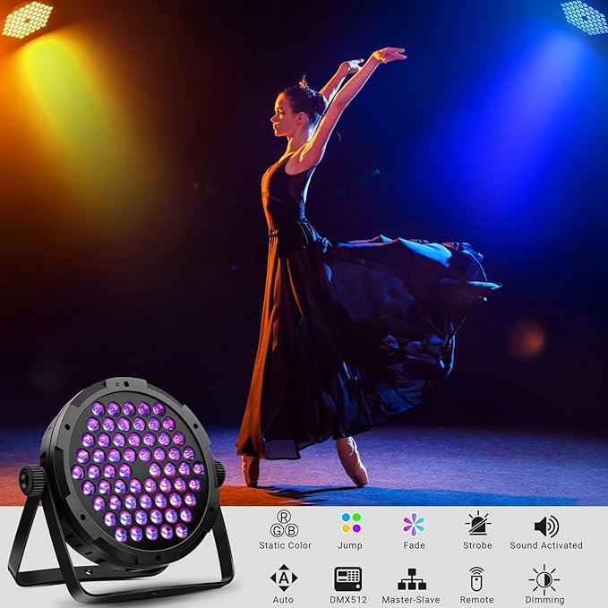 Battery Powered Stage Par Lights - 2Pack 90W 60LED RGB Color Mixing - Rechargeable Par 5 Hours Working Time - Remote & DMX Control - Uplights for DJ Event Wedding Party Church Music Band Performance