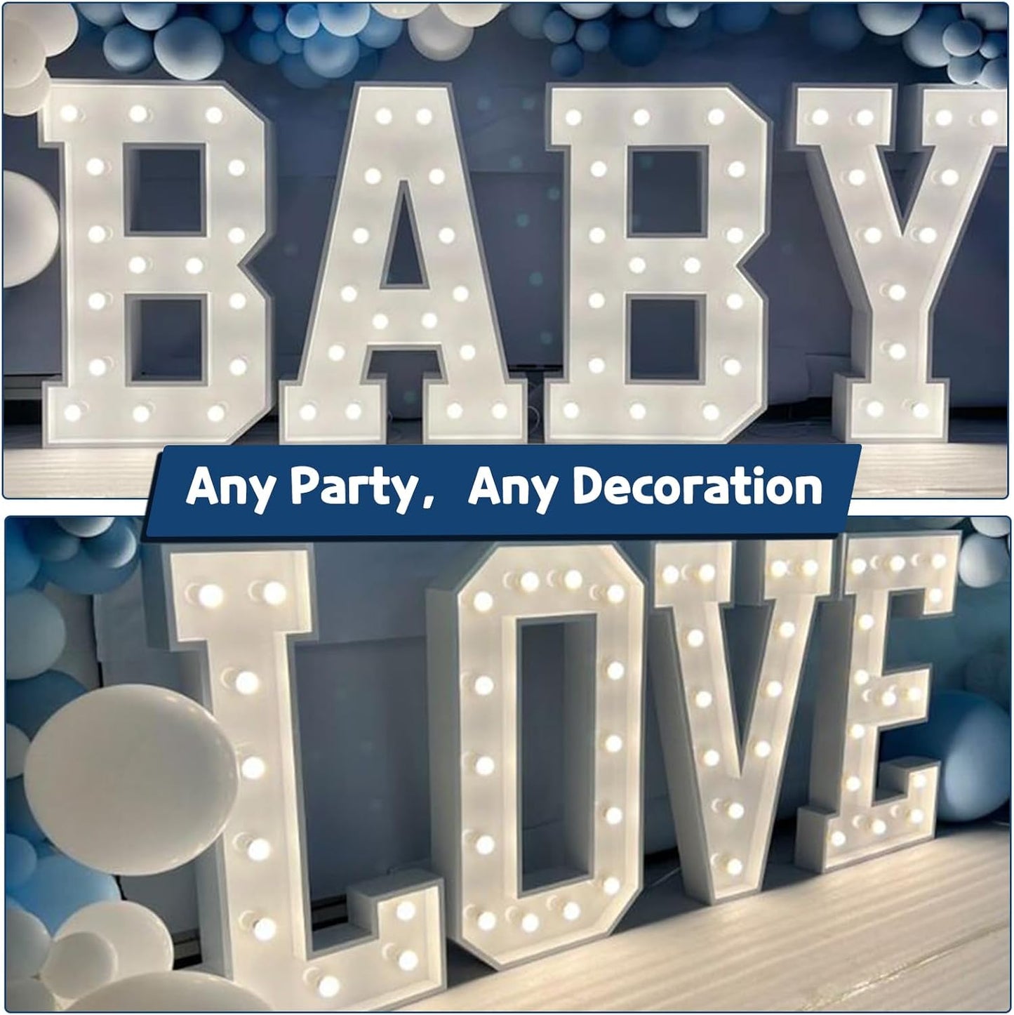 Marquee Letters 4 Feet Tall Large Light Up Letters Baby Shower Decorations Wedding Engagement Proposal White Party Decorations Marry Me Sign Big Cardboard Backdrop U