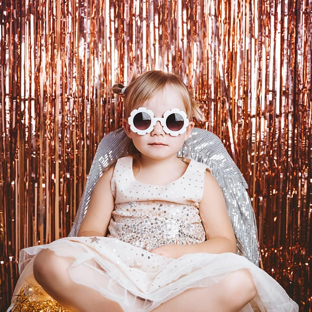 20 Pack Foil Curtain Backdrop Rose Gold Metallic Tinsel Foil Fringe Curtains Photo Booth Props for Birthday Wedding Engagement Baby Shower Bachelorette Christmas Holiday Celebration Party Decorations