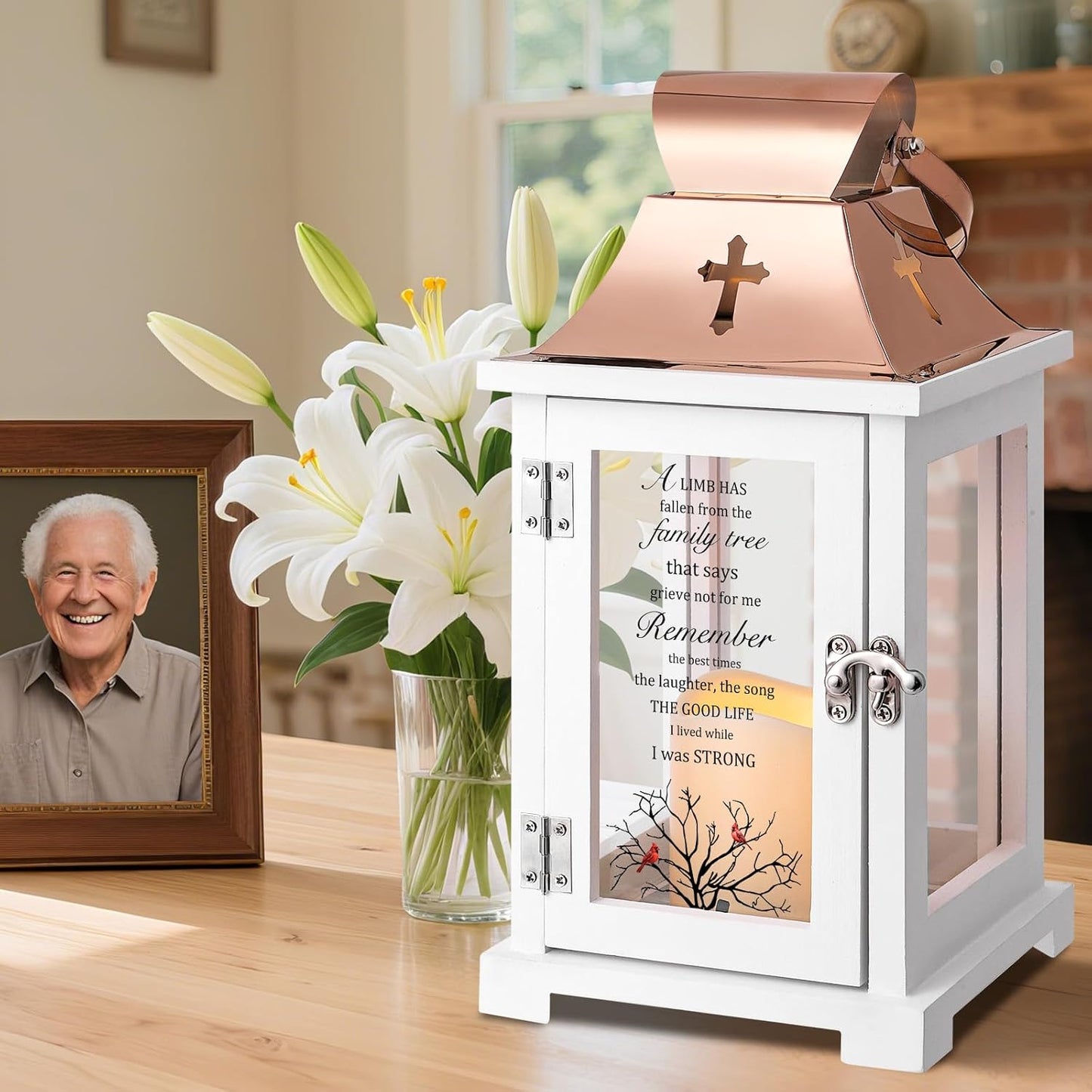 Memorial Lantern, Sympathy Bereavement Gifts Ideas for Loss of Loved One Mother Father Sister Brother, Remembrance Funeral Gifts in Memory of Loved One with LED Candle