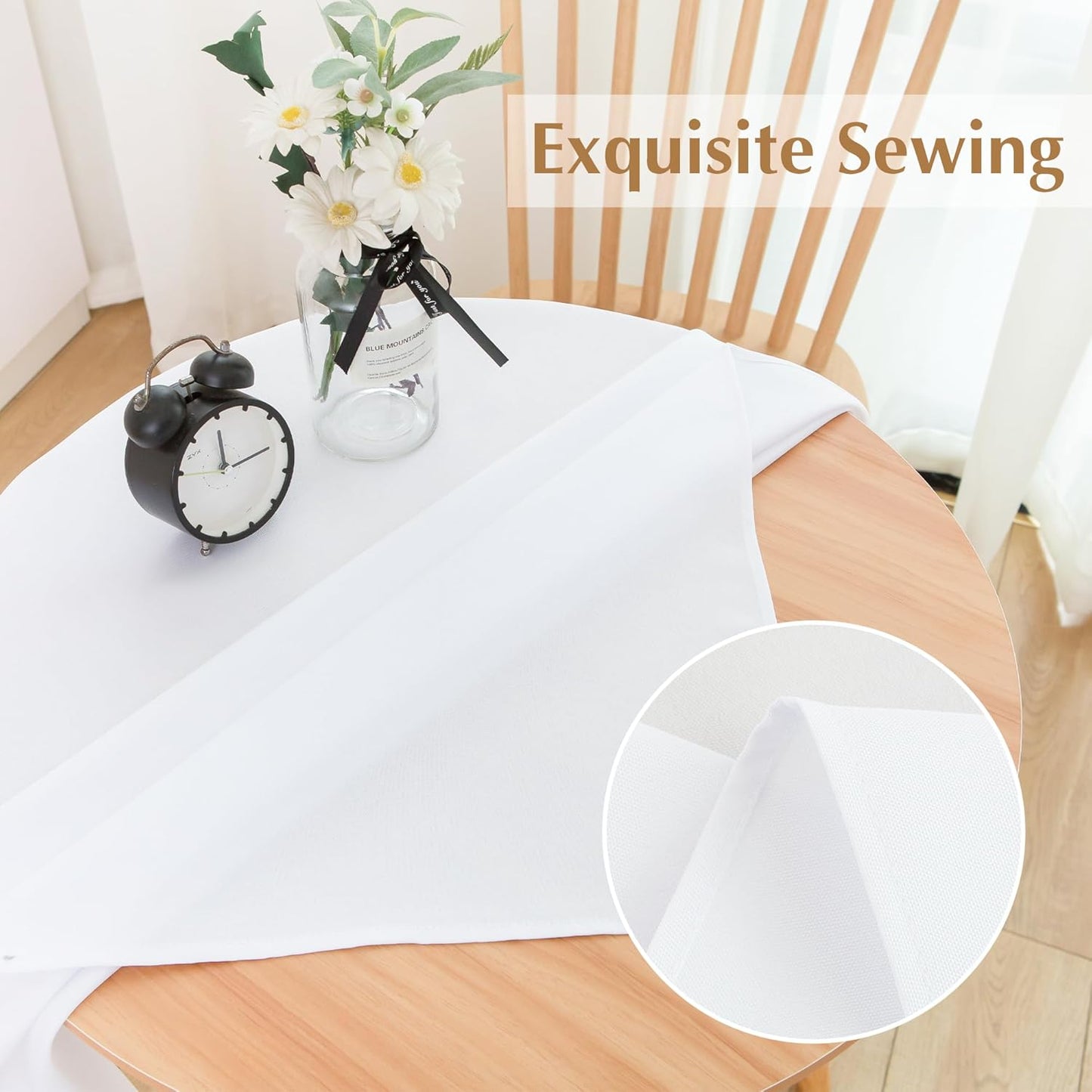 2 Pack Small Square Table Cloth 36X36 Inch White Washable Fabric Tablecloth Polyester Solid Table Cover for Night Stand End Table Side Table Outdoor Indoor