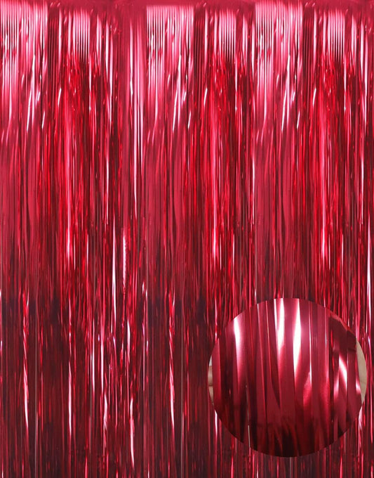 GOER 3.2 ft x 9.8 ft Metallic Tinsel Foil Fringe Curtains Party Photo Backdrop Party Streamers for Birthday,Graduation,New Year Eve Decorations Wedding Decor (1 Pack,Burgundy)